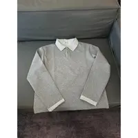 Z264 美式miu系假两件拼接格纹Polo长袖高智感衬衫卫衣抗皱老钱风