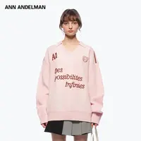 ANN ANDELMAN 25秋 时尚设计宽松套头翻领毛织球服毛衣