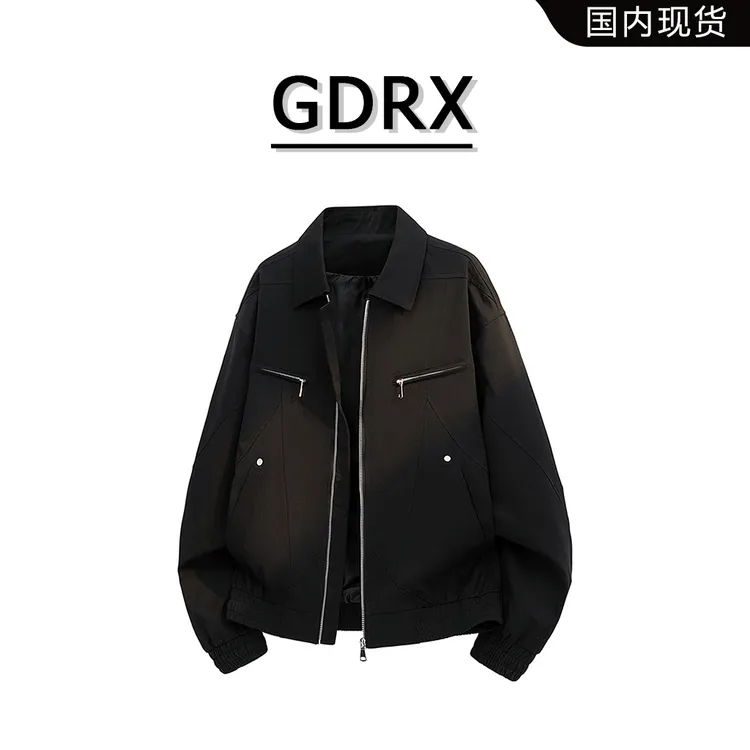 GDRX美式大码翻领夹克男士秋冬季新款复古机能风潮牌宽松休闲外套
