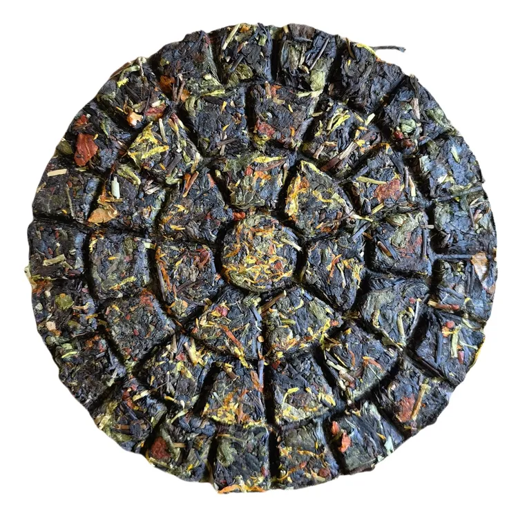 新疆伊犁阿纳江调味紧压茶馕形茶砖茶调味茶栀子菊花奶茶待客茶