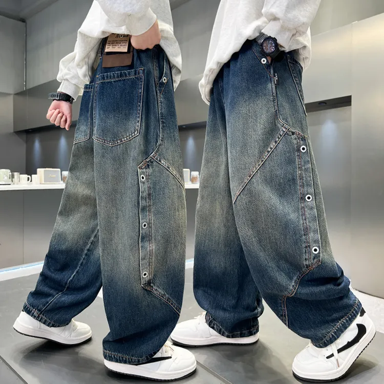 儿童装男童秋装裤子长裤2025新款春秋款中大童男孩秋季痞帅牛仔裤