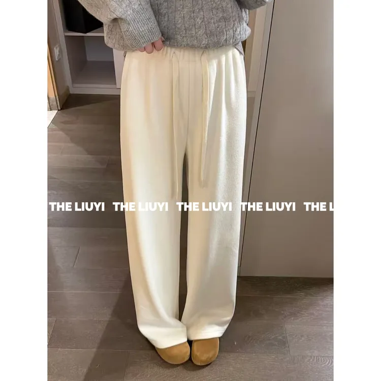 【LIUYI】糯糯裤~冬季羊毛混纺加厚绒保暖直筒裤510244