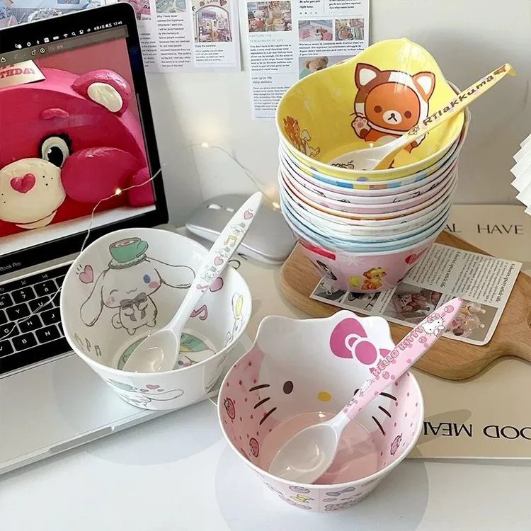 hellokitty餐具泡面碗家用仿陶瓷宿舍用学生吃饭可爱可微波高颜值