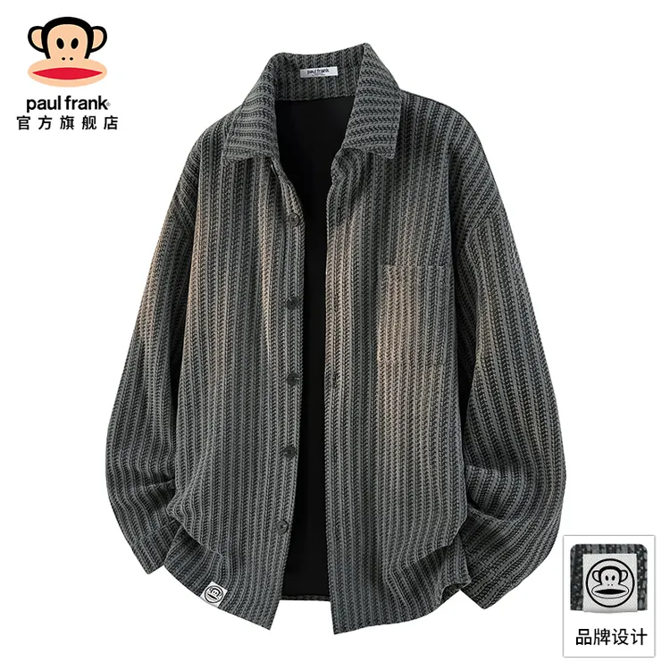 PaulFrank/大嘴猴纹理感夹克休闲外套男秋季2025新款休闲宽松上衣