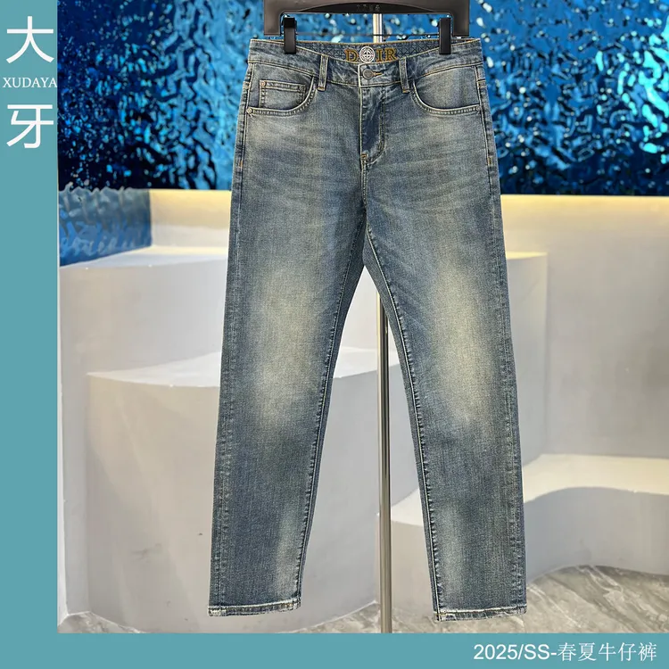 【大牙】905#鸢尾蓝色牛仔裤男2025春夏极简主义水洗弹力修身小直筒