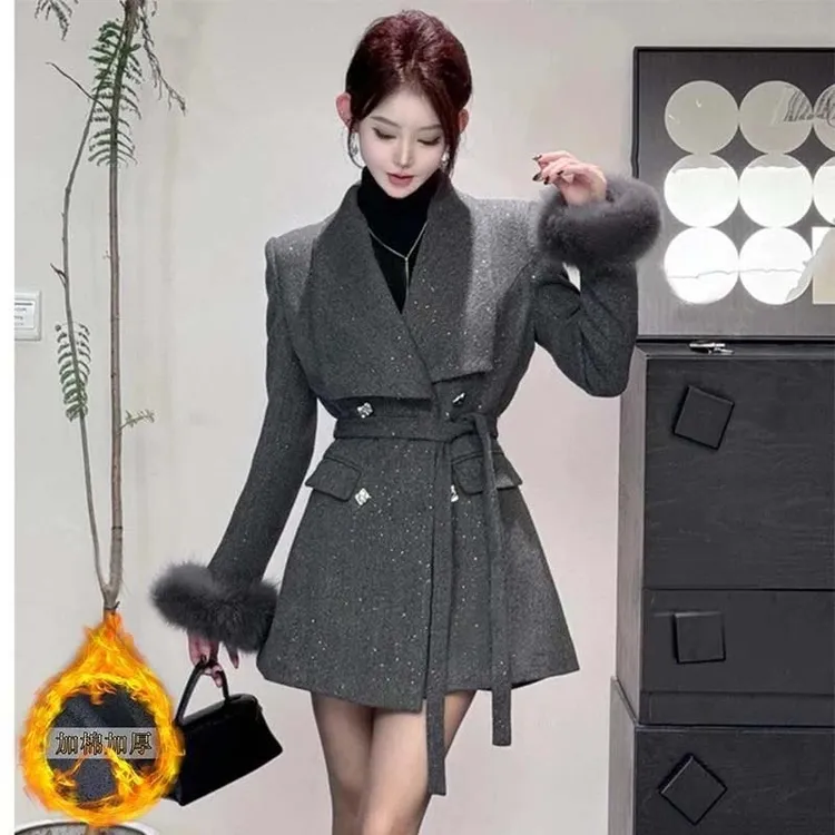 【ANYI】【加棉加厚】【有里布】毛呢外套2025新款女装显瘦小个子QY0101