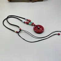 含辰砂工艺品全透大号桶珠设计款平安扣   全透晶体砂