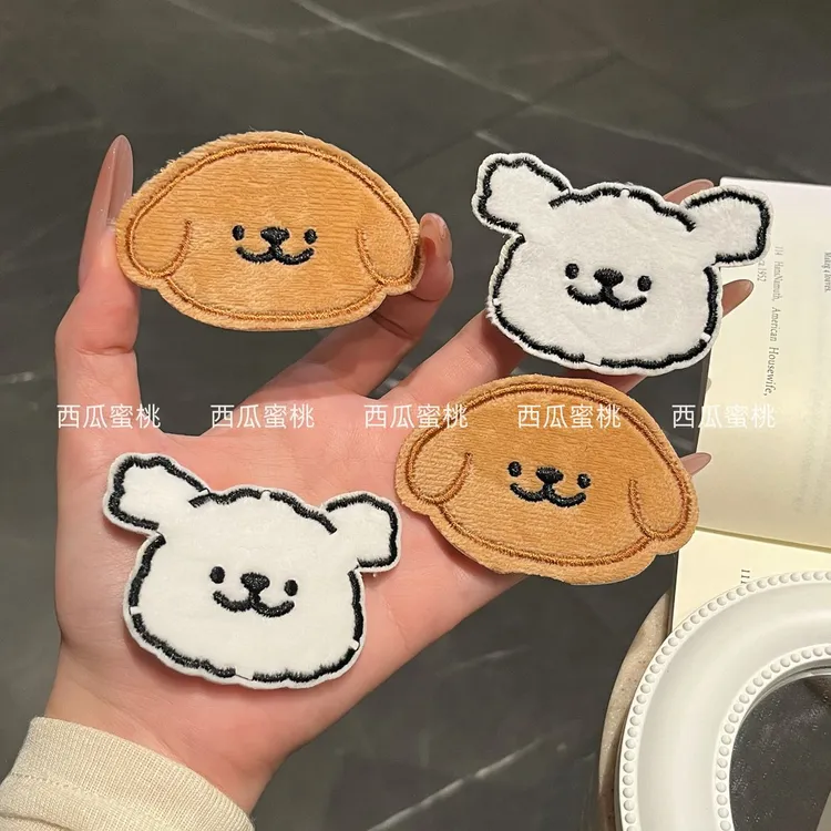 可爱线条小狗毛绒发贴可爱软萌少女碎发魔术贴刘海贴拍照装饰