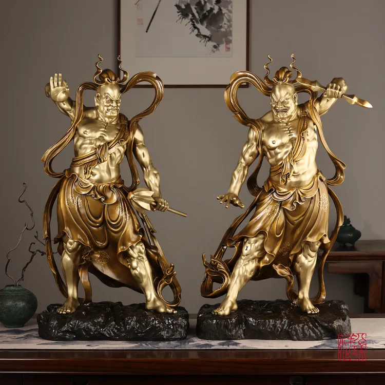 八瑞祥黄铜金刚力士一对人物像大号客厅玄关公司开业门厅精品摆件