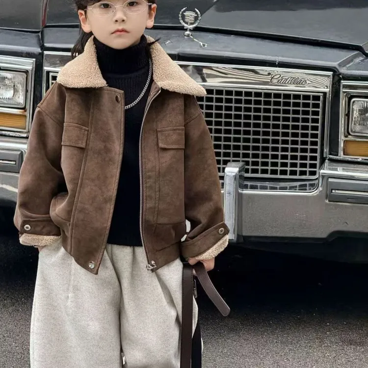 男童加绒皮衣毛领加厚2025冬季新款保暖中大童皮夹克韩版短款帅气