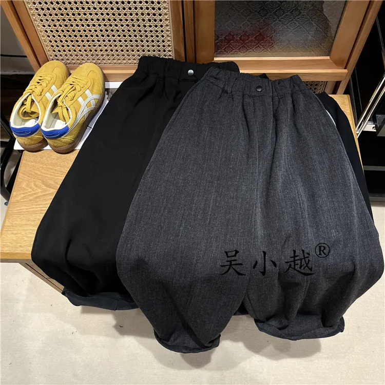 吴小越W1676男童加绒西裤冬款儿童长裤男孩中大童休闲黑色运动裤