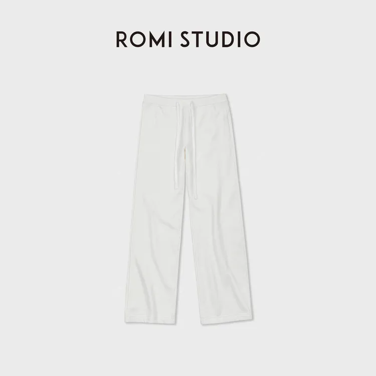 ROMI STUDIO棉感亲肤抗皱无口袋抽绳可调节微阔直筒裤 RWDSX62311