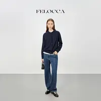 【FELOCCA】高级感蓝色毛衣开衫爆款宽松针织衫上衣CC2315