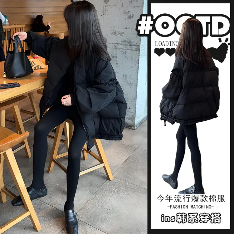 小众独特别致赫本风宽松棉服女秋冬季新款高级设计感拼接长袖外套