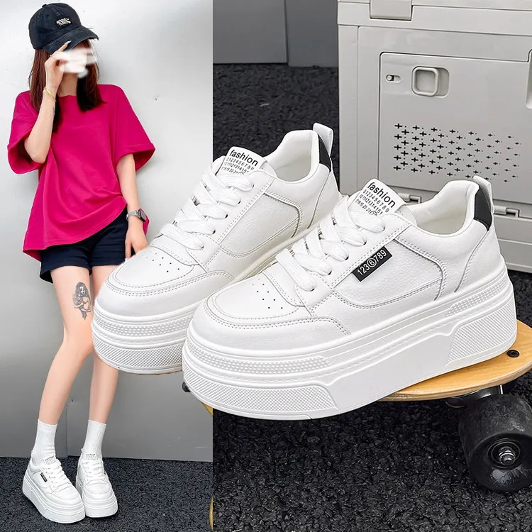 2025新款加绒增高7公分厚底鞋34码小白鞋百搭ins爆款休闲运动鞋