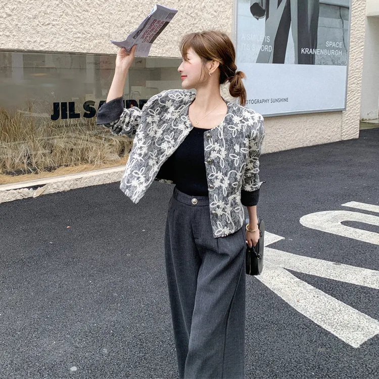 中式复古国风套装裤女2025早春新款小众流行设计感提花刺绣两件套