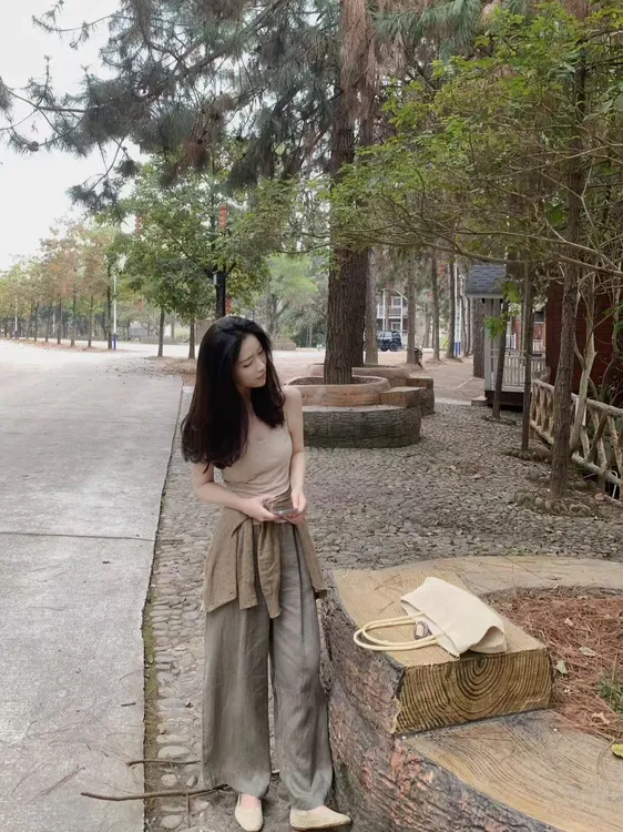 2025春季新款慵懒风简约背心针织开衫高腰气质百搭阔腿裤三件套装