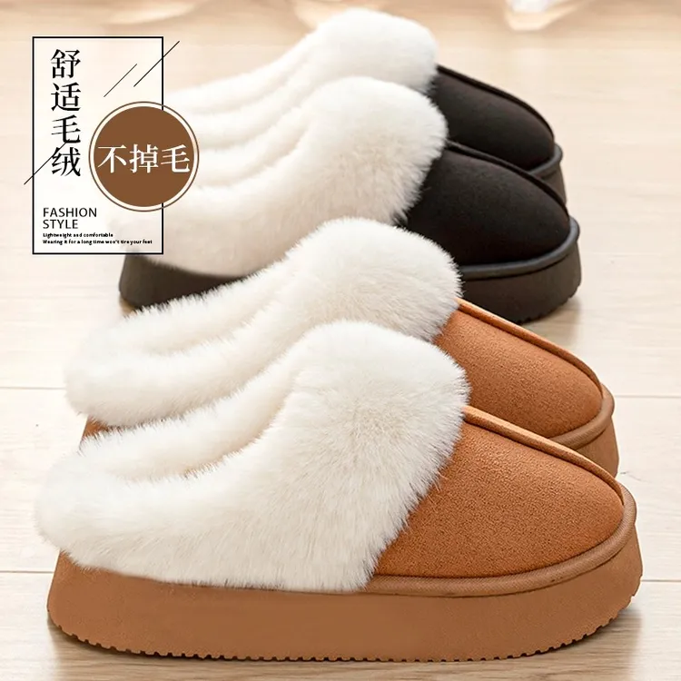 踩屎感棉拖鞋女款秋冬季外穿2025新款居家厚底防滑保暖毛绒棉拖女