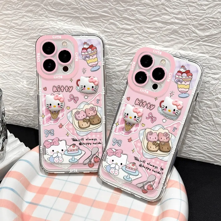 凯蒂甜品支架苹果17/16promax手机壳华为oppo小米15vivo可爱小众