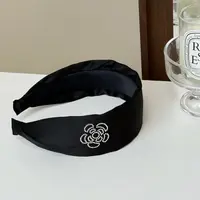 2025新款黑色气质山茶花宽边发箍女温柔小香风头箍洗脸压发发卡