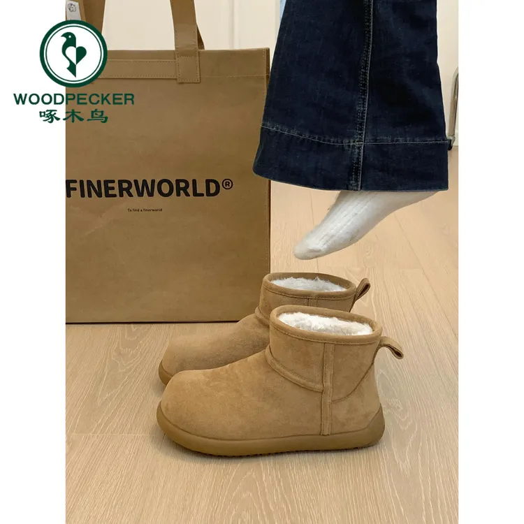 啄木鸟厚底小土豆雪地靴女2025年冬季新款加绒保暖勃肯棉鞋女防滑
