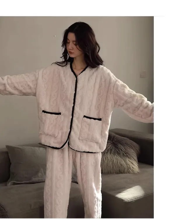 【爆款福利】秋冬季新品珊瑚绒睡衣女套装外穿家居服睡衣加绒加厚