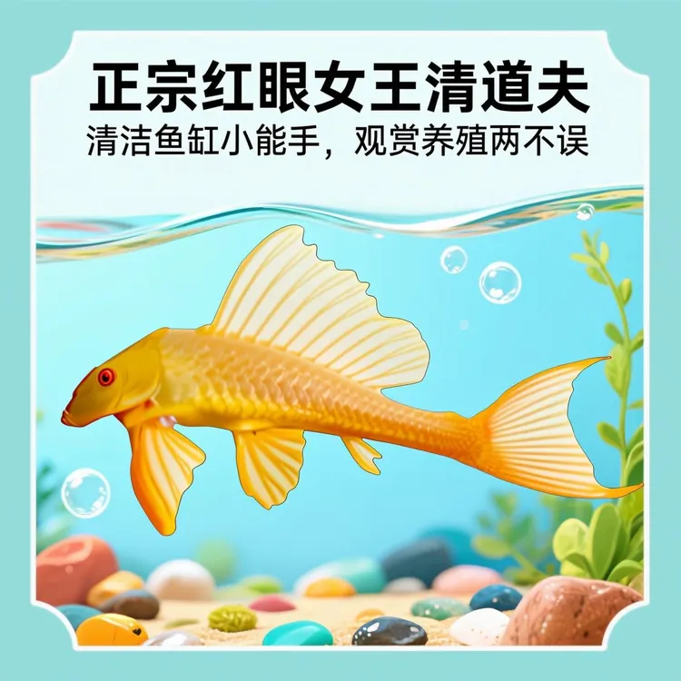 正宗红眼女王大帆清道夫淡水热带观赏鱼能除青苔褐藻清洁擦胡子鱼