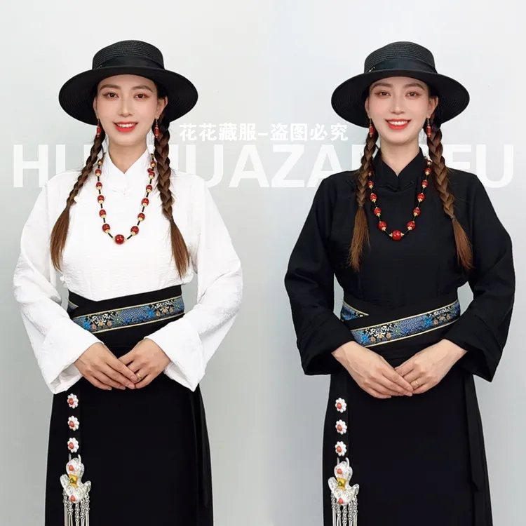 经典百搭藏式衬衣女纯色锅庄舞衬衣藏装衬衫春款西藏服民族风上衣