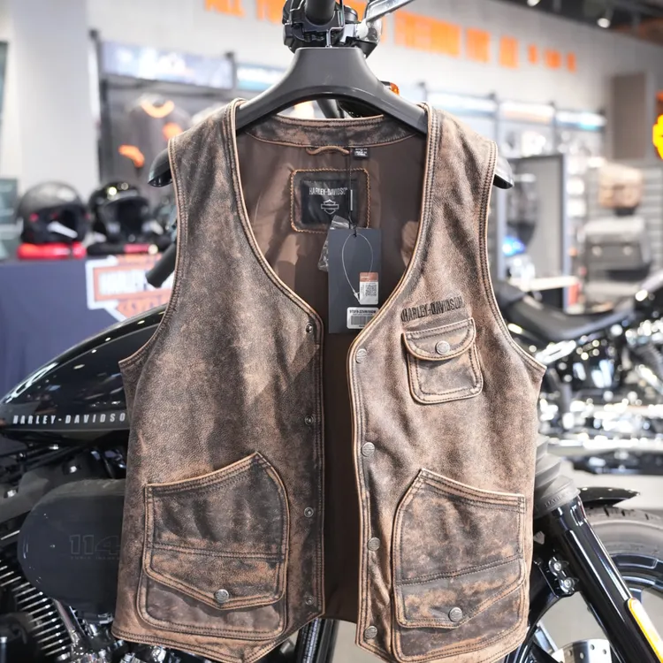 哈雷戴维森休闲皮马甲97019-22VM