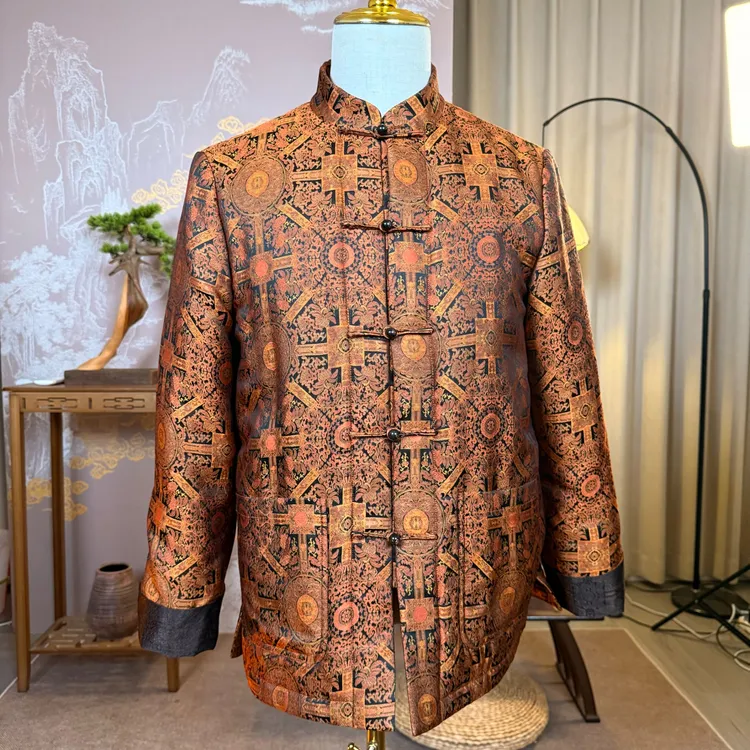 馨蕴古玥 新款冬季宋锦八达运棉服上衣 新中式男士外套中国风长袖