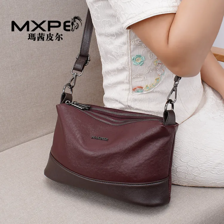 女士斜挎包真皮时尚高级质感中年妈妈包2025新款多层大容量单肩包