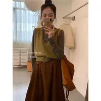 927韩国东大门秋冬新款韩版净色气质显瘦减龄百搭V领毛衣马甲