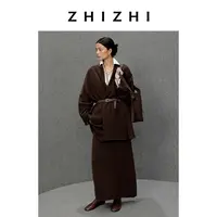 致知 转应曲 天丝羊毛垂感松弛百搭直筒半身裙25年冬ZZ2EWKBL014