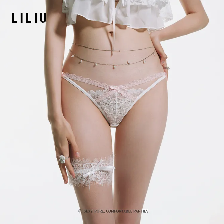 LILIU|暗夜缪斯·高开叉性感纯欲镂空网纱蕾丝棉裆三角内裤女