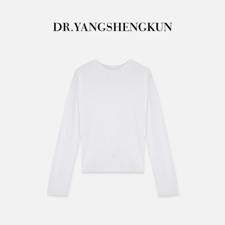杨圣坤2025新品万能搭tee'极简纯色百搭圆领长袖T恤ES25102246