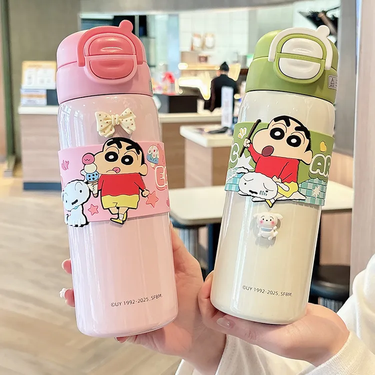 吸管杯男儿童学生上学水杯高颜值2025新款可爱小新大容量女双饮杯