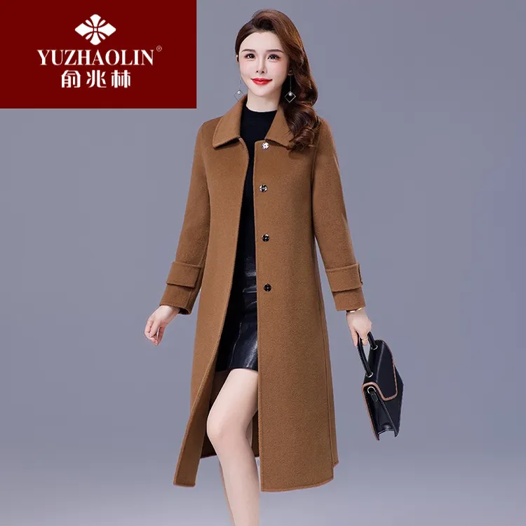 俞兆林双面羊毛呢大衣女中长款2025年秋冬新款时尚过膝高
