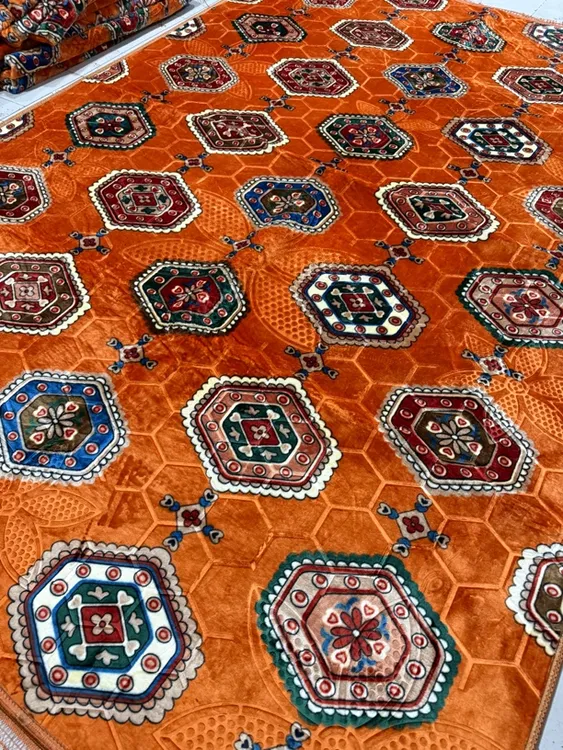 加厚防滑多功能橘色柔软金丝绒地毯适用于卧室客厅床边