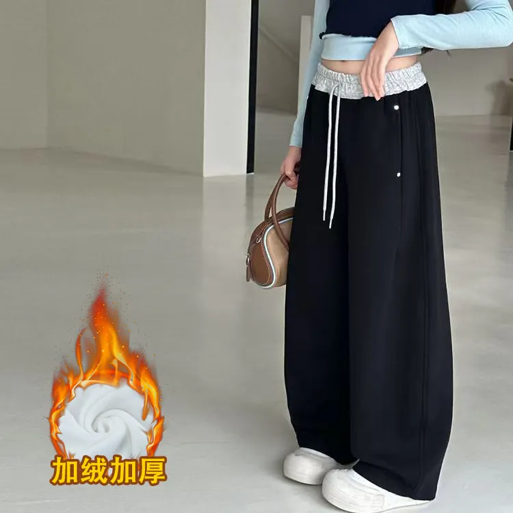 女童裤子加绒秋冬休闲裤2025秋季新款韩版弯刀裤阔腿裤中大童外穿