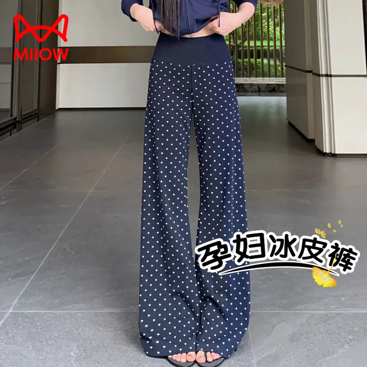 MiiOW/猫人【冰皮凉感】孕妇波点微喇裤春夏季薄款2026新款外穿裤子商品图