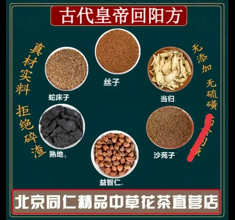 古代常用皇帝回阳方沙苑子小丝子益智仁当归熟地黄蛇床子组合泡水