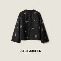 “青黛缂华”重磅龟纹真丝香云纱钉珠新中式开衫外套FW102004-184