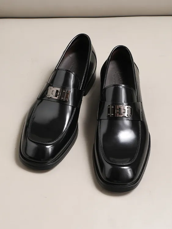 英伦风手工擦色高档乐福单鞋头层牛皮商务休闲皮鞋男方头潮流婚鞋