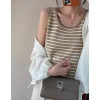R NO退NO换 冰丝背心内搭女 韩版休闲无袖针织背心百搭条纹1191