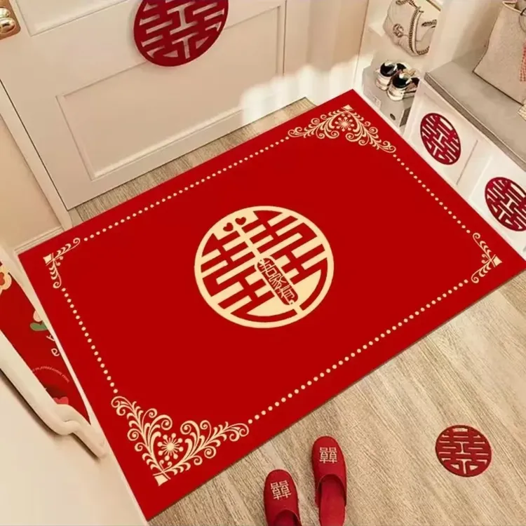 结婚喜庆硅藻泥地垫入户门垫防滑吸水脚垫中式玄关婚房婚庆耐脏垫商品图
