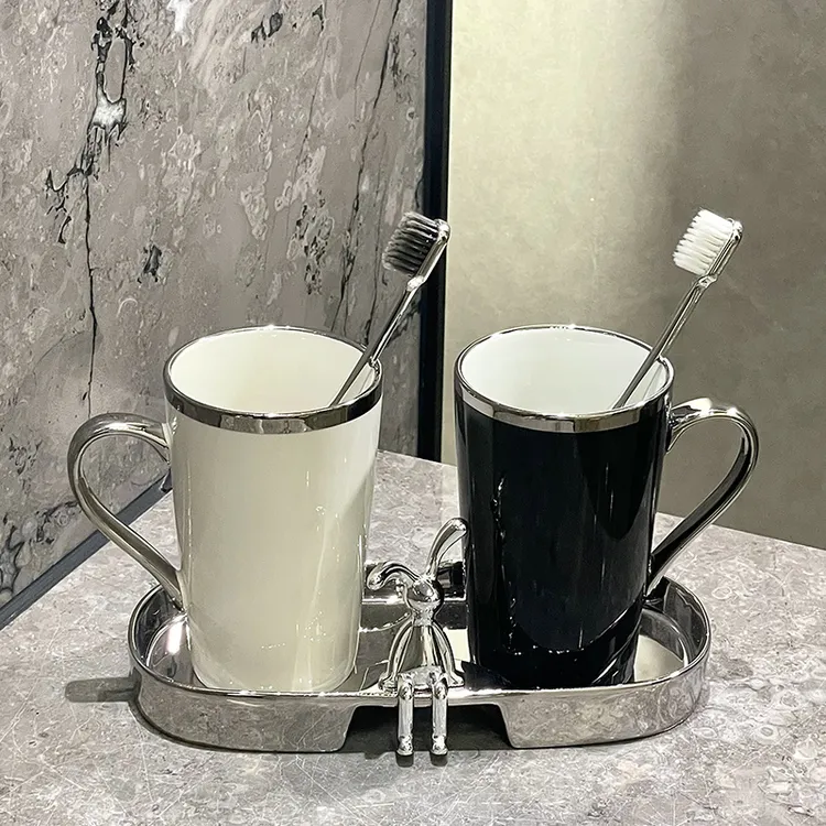 漱口杯情侣刷牙杯轻奢高端陶瓷家用牙杯洗漱杯高级感牙刷杯