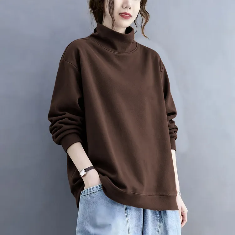 设计感百搭半高领长袖2025年冬季大码套头双面德绒韩版女款打底衫