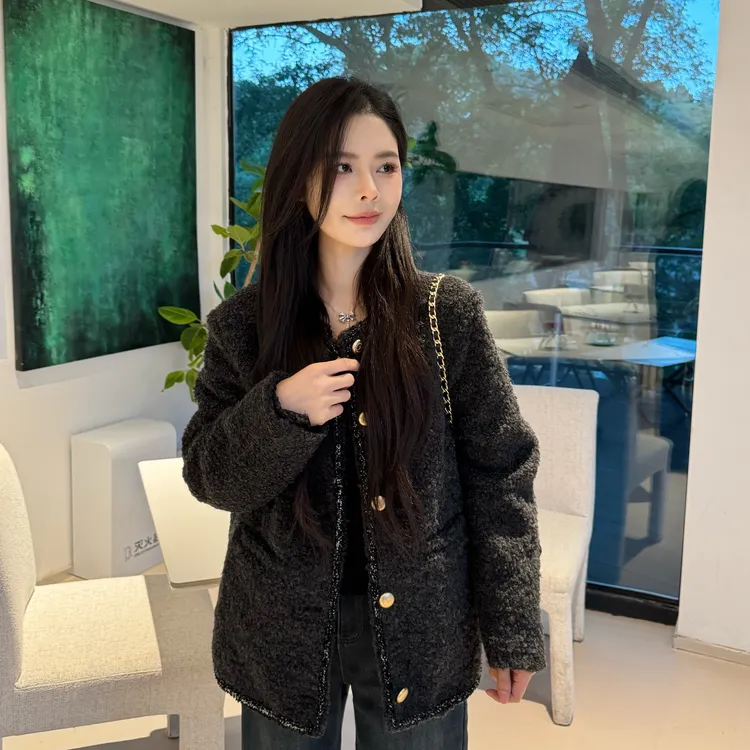 宿慕SUMU冬季新款气质轻奢小香风女款洋气时尚羊毛鹅绒服0176