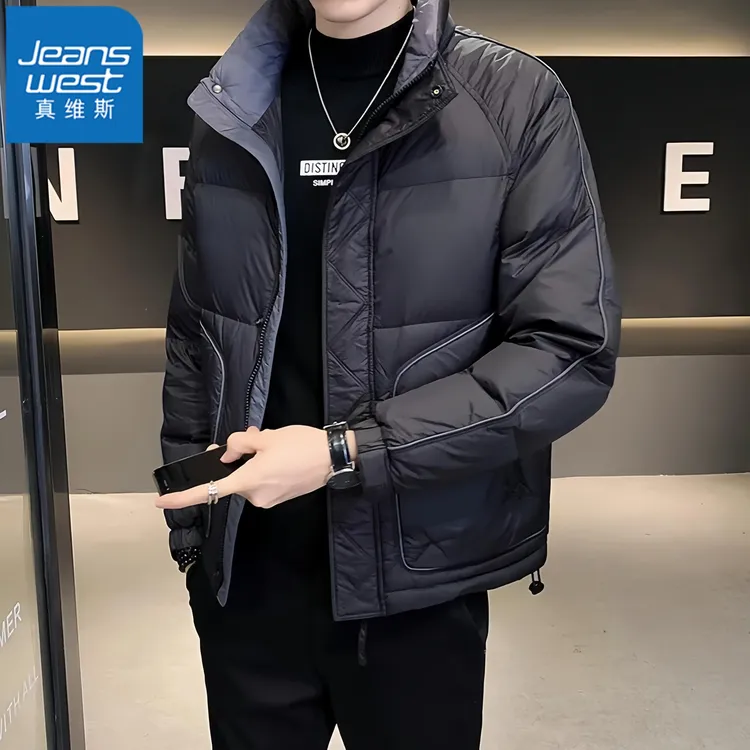 真维斯Jeanswest羽绒服男士轻薄冬季抗寒服新款休闲夹克立领外套
