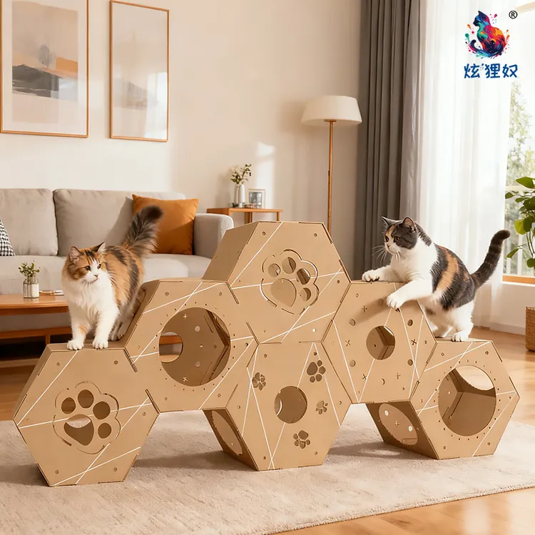 炫狸奴六角魔方猫隧道人宠互娱猫爬架猫窝猫玩具娱乐猫隧道瓦楞纸